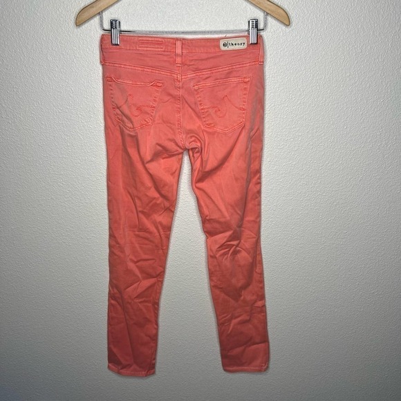 AG x THEORY The Stilt Cigarette Leg Low Rise Jeans Pink Coral Size 24R - Picture 5 of 8